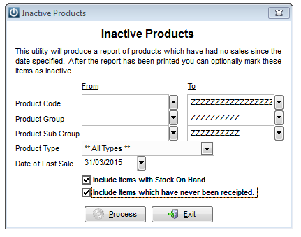report print selected date sold show inactive generated parameters process select